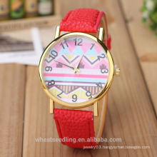 wholesale fashion genuine leather band geometrical shape dial watches women ladies